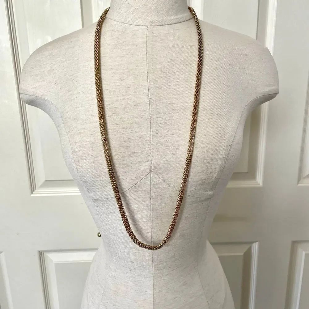 Long gold tone thick chain necklace